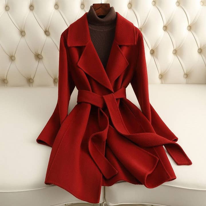 UZ Wholesale Store - Wholesale Coat - Women's - Solid Color Mid-Length Double-Faced Cashmere Coat