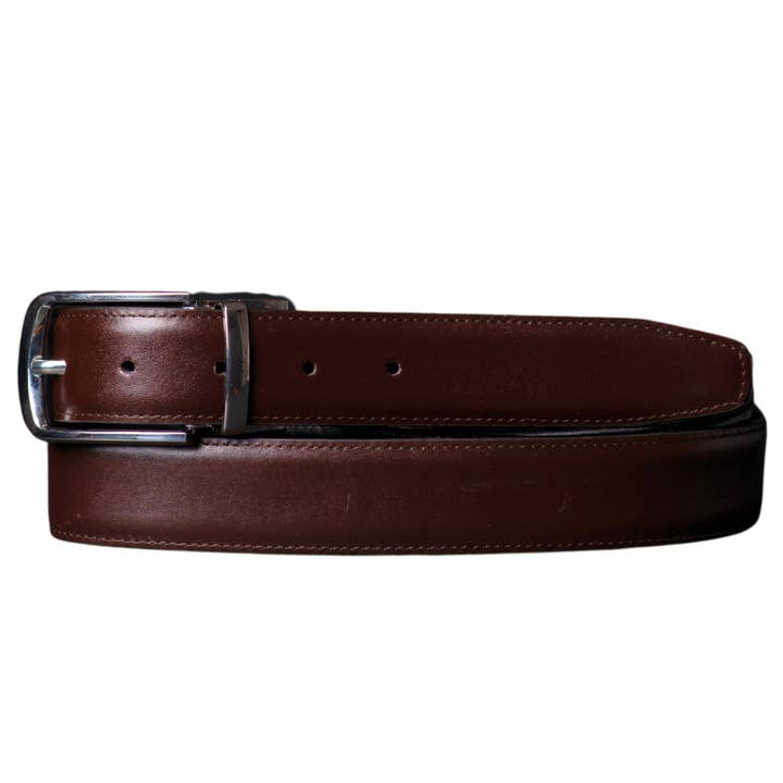 The Harvey Dent Belt - Cinto de couro com borda de penas e costuras reversíveis por atacado de NAB LEATHER