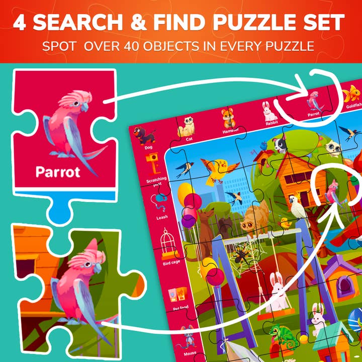 QUOKKA - Wholesale Puzzle - Kids - Search & Find Puzzles for Kids 60 pieces | set of 42