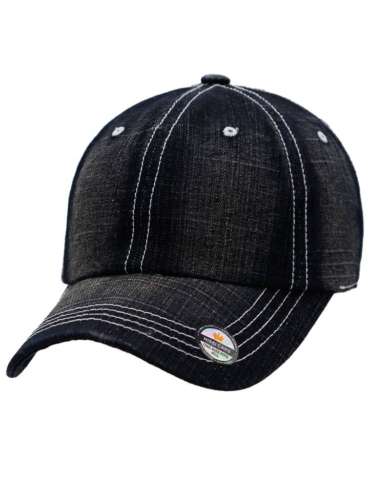 Vintage Distressed Denim Twill Baseball Cap for wholesale by Cap Zone