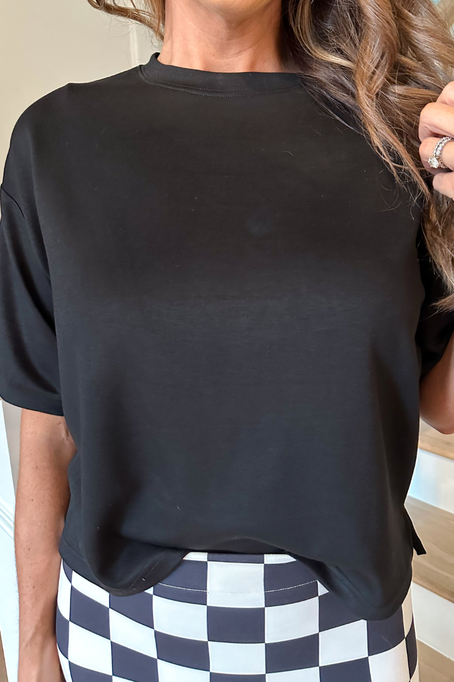 Casual Upgrade Half Sleeve Luxe Top- Black for wholesale on Faire2