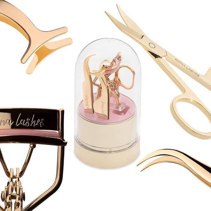 False Eyelash Tool Kit - 24K Gold Plated Stainless Steel for wholesale by Icona Lashes