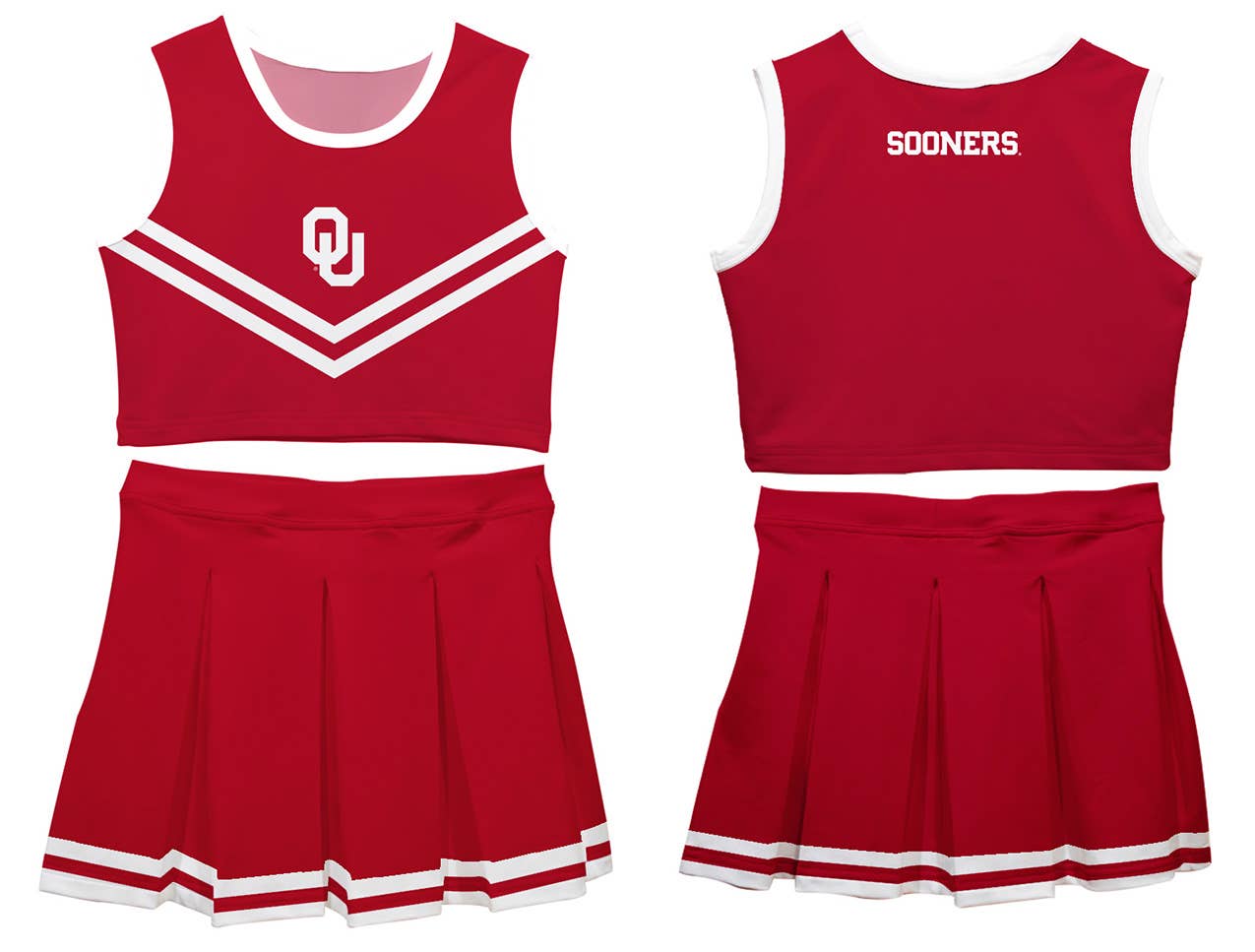 Vive La Fete - Wholesale Top & Skirt Set - Kids - Oklahoma Sooners Red Sleeveless Cheerleader Set2