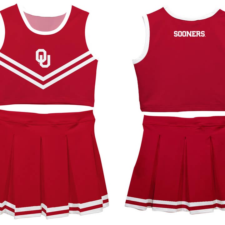 Vive La Fete - Wholesale Top & Skirt Set - Kids - Oklahoma Sooners Red Sleeveless Cheerleader Set2