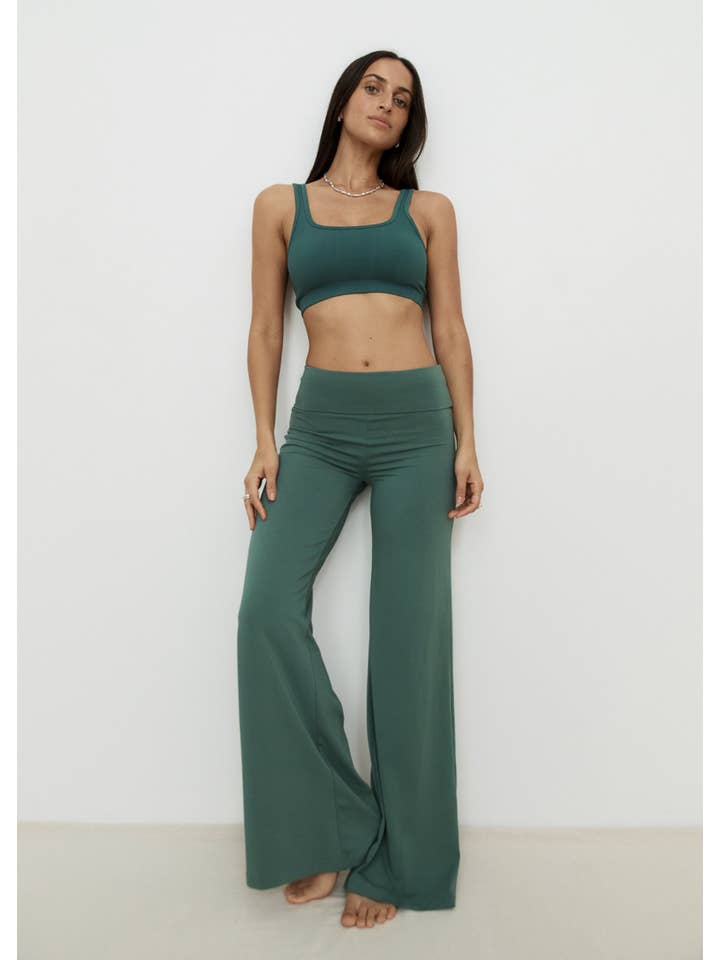 Pinky & Kamal - Wholesale Pants - Women's - Full Length Yin Flare - Sage Bush - Organic Cotton/Bamboo