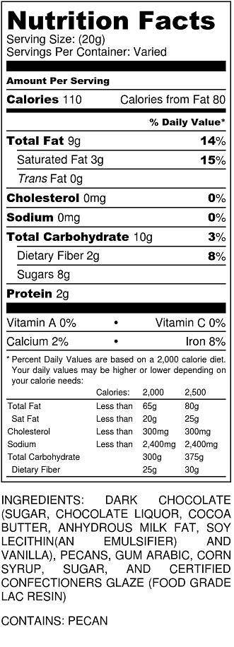 Millican Pecan Company - Wholesale Chocolate Covered Sweets - Buy Dark Chocolate Pecans - Bag1