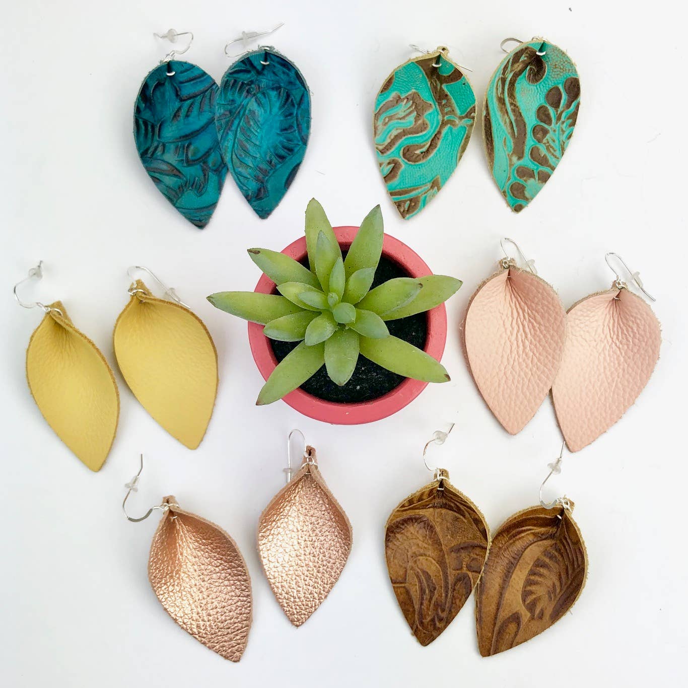 OneWild - Wholesale Dangle Earrings - Gold - The Blossom Leather Earrings6