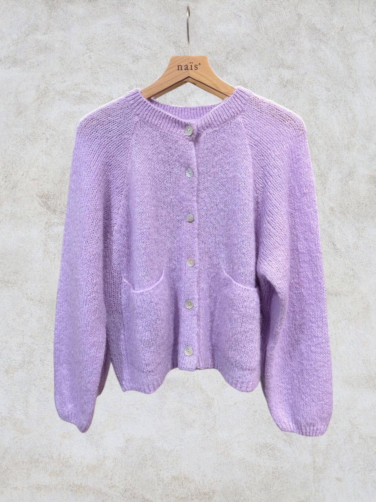 NAÏS PARIS – Cardigan - Mulher por atacado – Cardigan de gola redonda com mangas longas em kid mohair e lã28