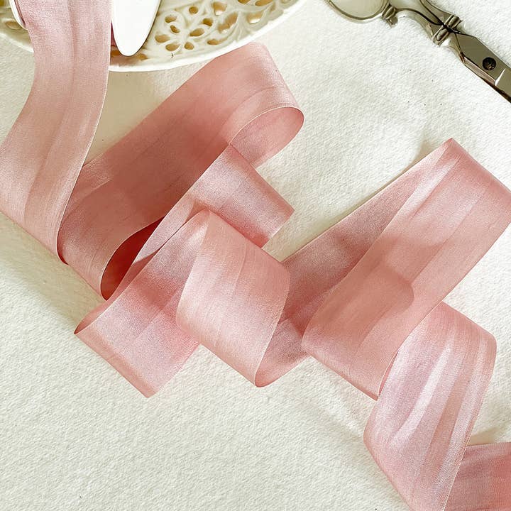 The Natural Paper Company - Wholesale Ribbon - Gift Wrapping - Silk Closed Edge Ribbon in Blush Pink | Fine Silk Ribbon