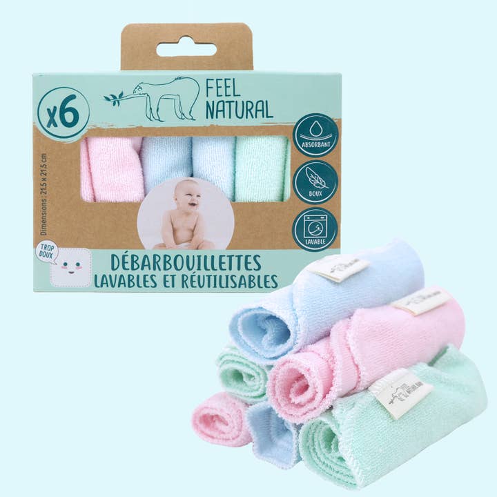 FRENCH TENDANCE - Wholesale Wash Cloth - Kids & Baby - Set of 6 washable and reusable baby washcloths1