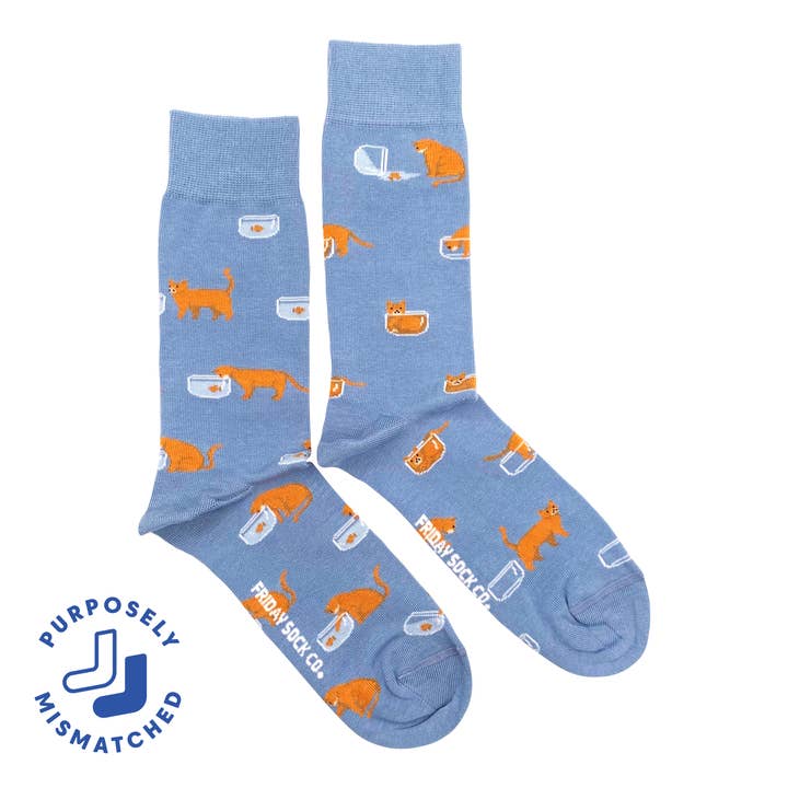 Friday Sock Co. – wholesale Socks – Men's –  Men's Cat & Goldfish Mistmatched Socks0