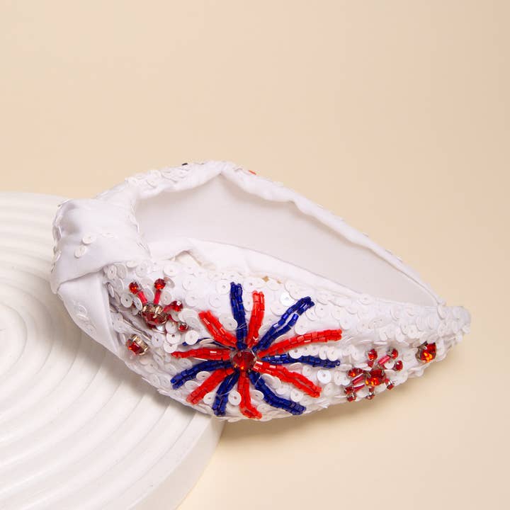 SP Sophia Collection - Wholesale Fashion Headband - Women's - Patriotic Fireworks Sequin Embellished Crystal Headband2
