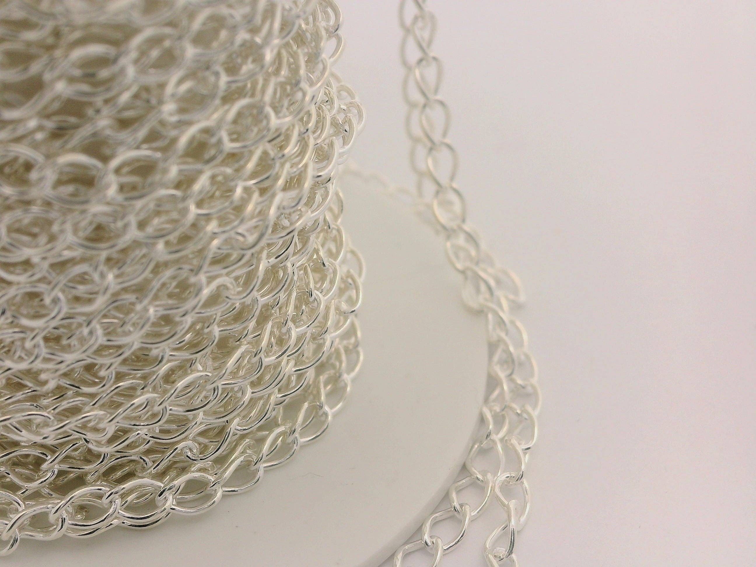 Purity Beads - Wholesale Craft Supplies - White Silver Long Curb Sterling Silver Chain Size :4.8X3mm | 1 Foot2