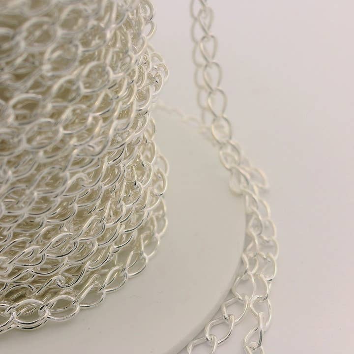 Purity Beads - Wholesale Craft Supplies - White Silver Long Curb Sterling Silver Chain Size :4.8X3mm | 1 Foot2
