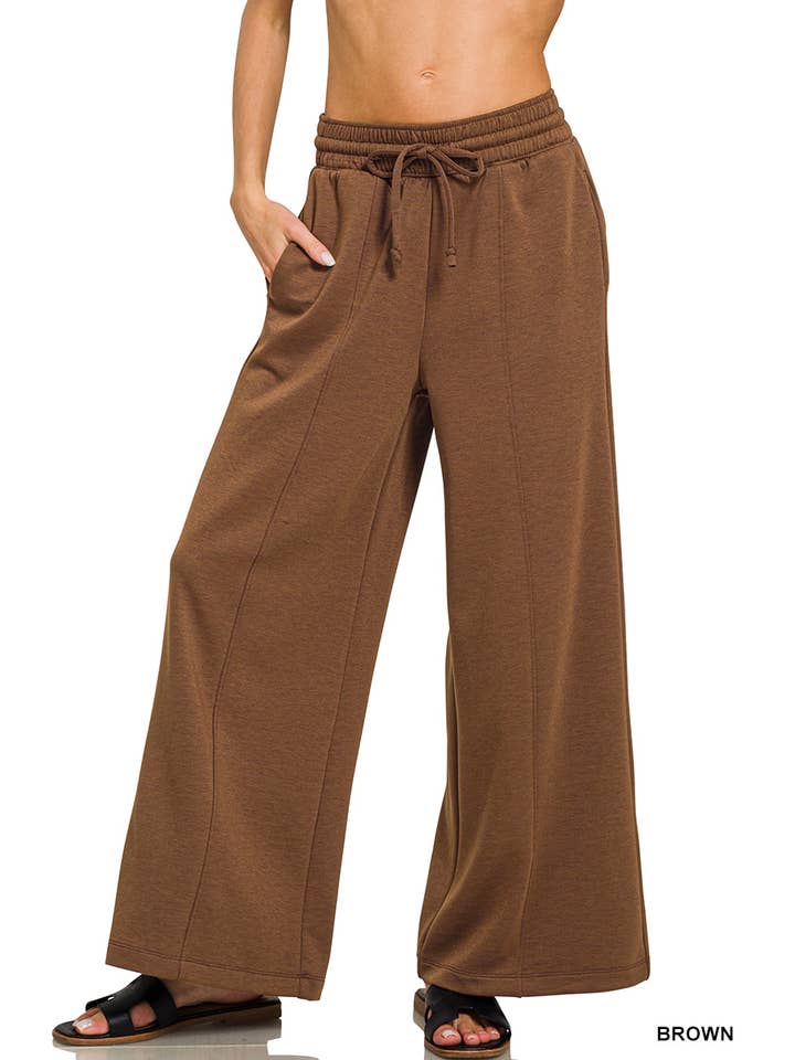 42POPS - Wholesale Pants - Women's - .....1024 Scuba Drawstring Wide Leg Pants w/ Pockets SI-289757