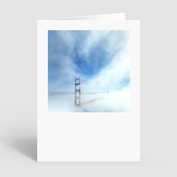 Greeting card of a Heart in the Fog Above the Bridge for wholesale by HeartSFound