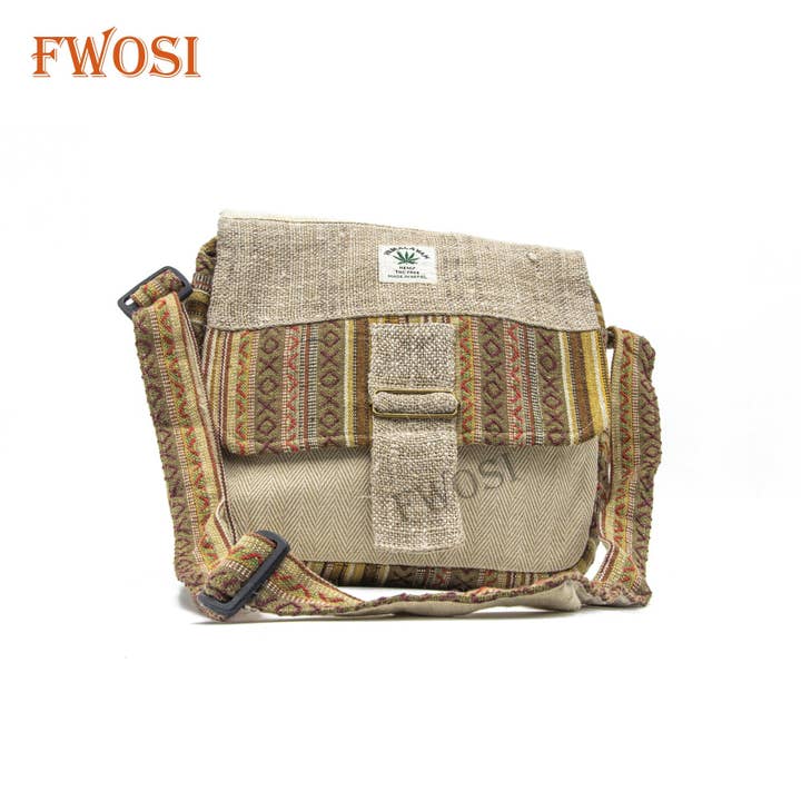 Unisex Hemp Hippie Messenger Bag for wholesale by Fwosi