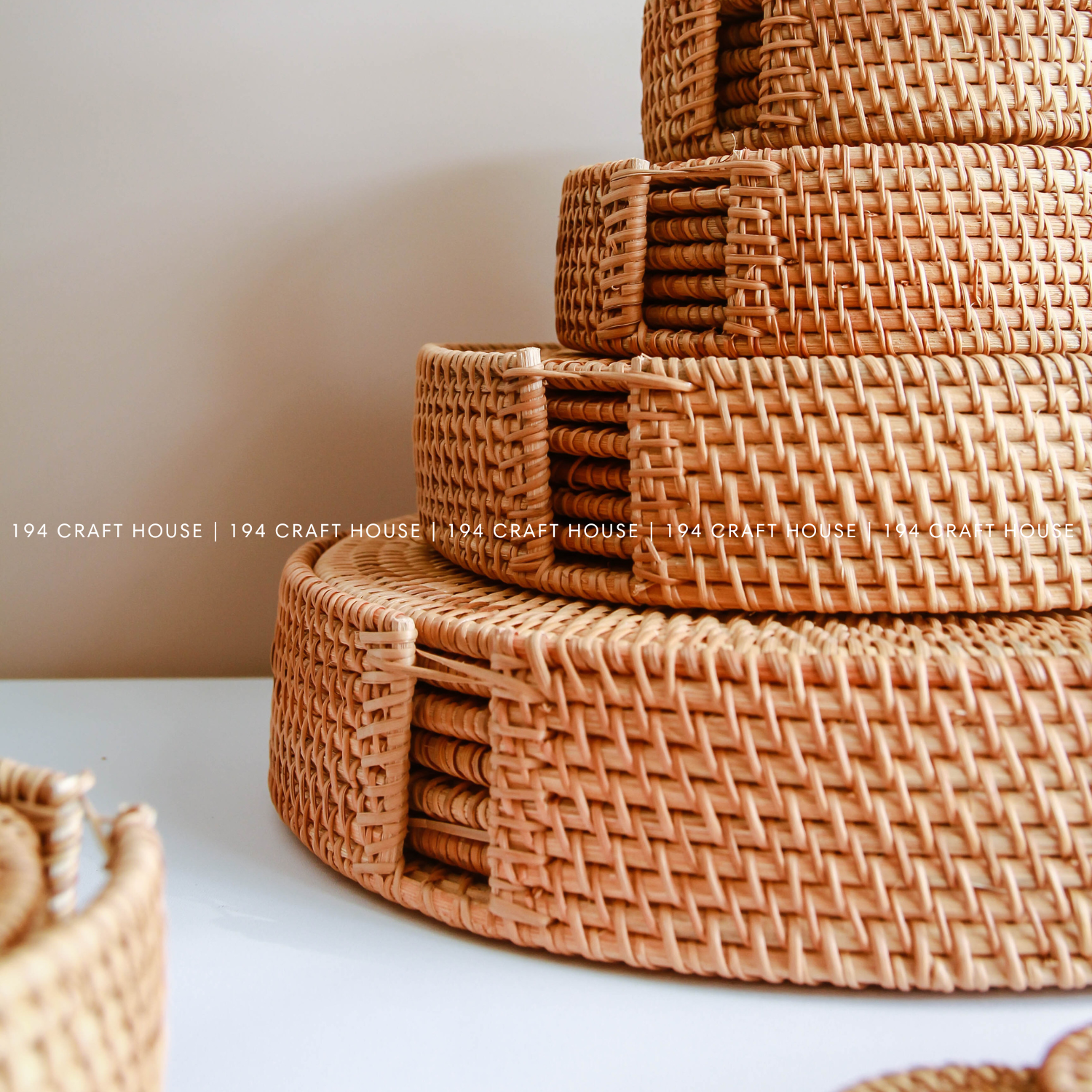 194 Craft House - Wholesale Placemat - 13.8" Round Rattan Placemats (Set of 4) - Rattan Placemats4