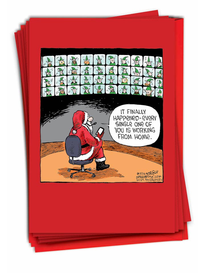 Box of 12 Christmas Card - Remote Elves for wholesale by NobleWorks