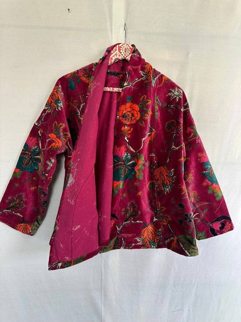 Bhawana Handicrafts - Wholesale Jacket – Women's - 5 Piece Lot, Cotton Velvet Short Jacket Style Kimono Coats6