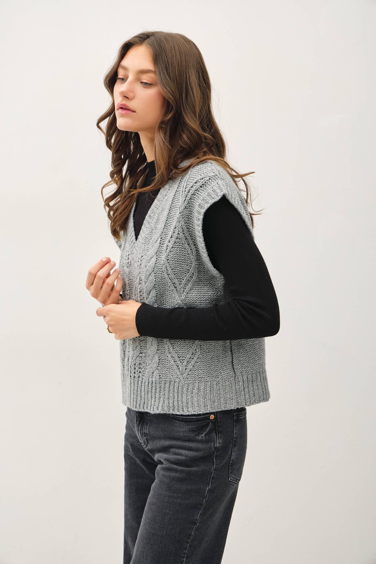 Be Cool - Wholesale Sweater Vest - Women's - CHUNKY CABLE KNIT SWEATER VEST14
