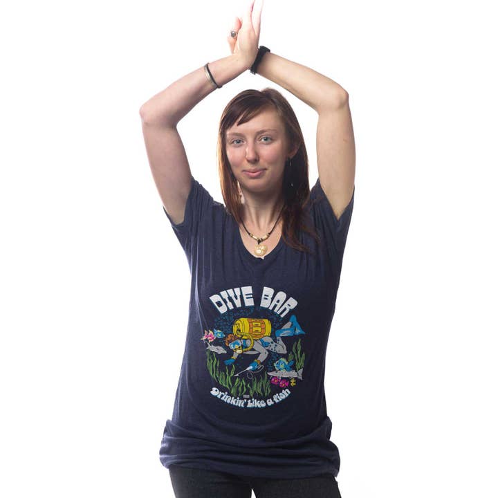 Navy Women's Dive Bar T-shirt for wholesale on Faire1