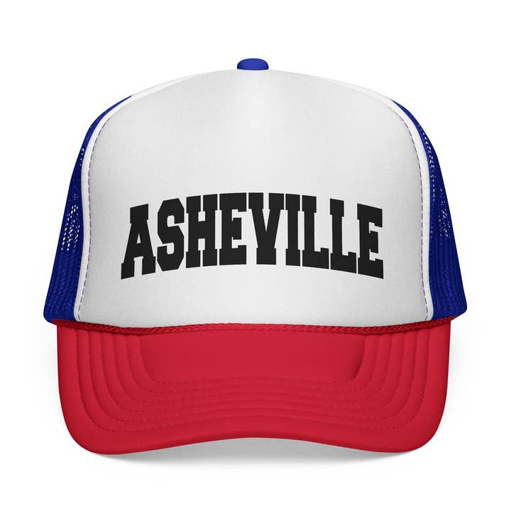 Asheville, North Carolina Collegiate Style Trucker Hat for wholesale by Hey Mountains