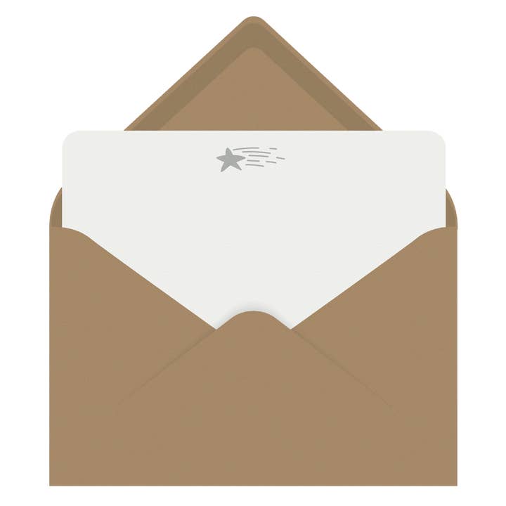 Anteckningskort Boktryckta Shooting Star - Boxad Set med 8 för wholesale av Letterpress Jess