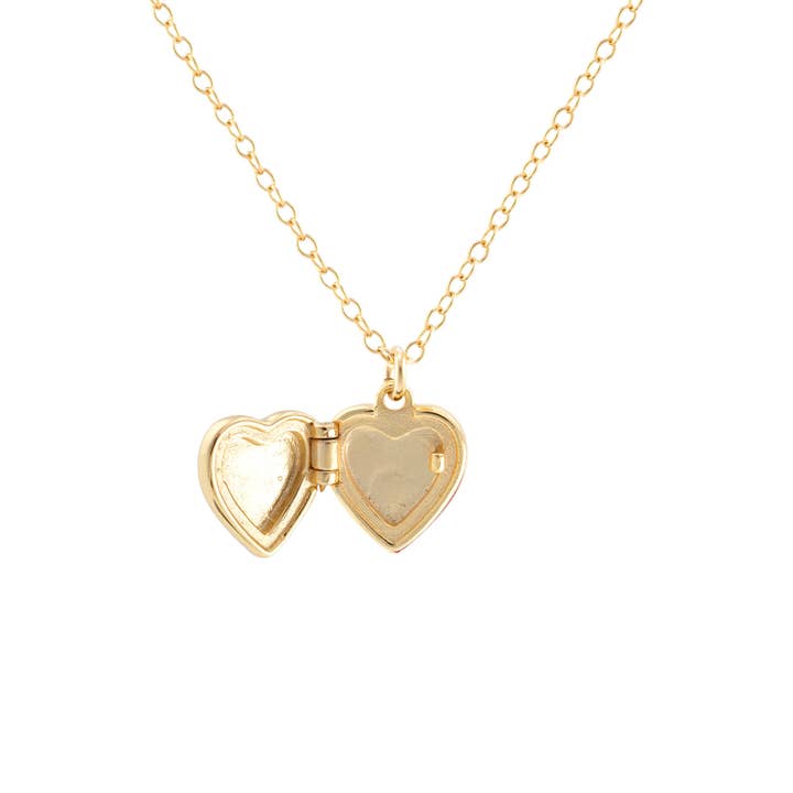 Kris Nations - Wholesale Locket Necklace - Heart Locket 18K Gold Vermeil | Sterling Silver Charm Gold Filled | Sterling Silver Chain 16-18 Inches Nickel Free Ships from CA Holds a Small Photo3
