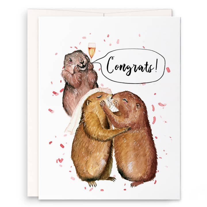 Prairie Dog Wedding Congrats - Funny Wedding Card for wholesale by Liyana Studio