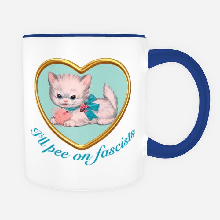 STAR MUG: I'LL PEE ON FASCISTS (Cat Version) for wholesale by Roukeys
