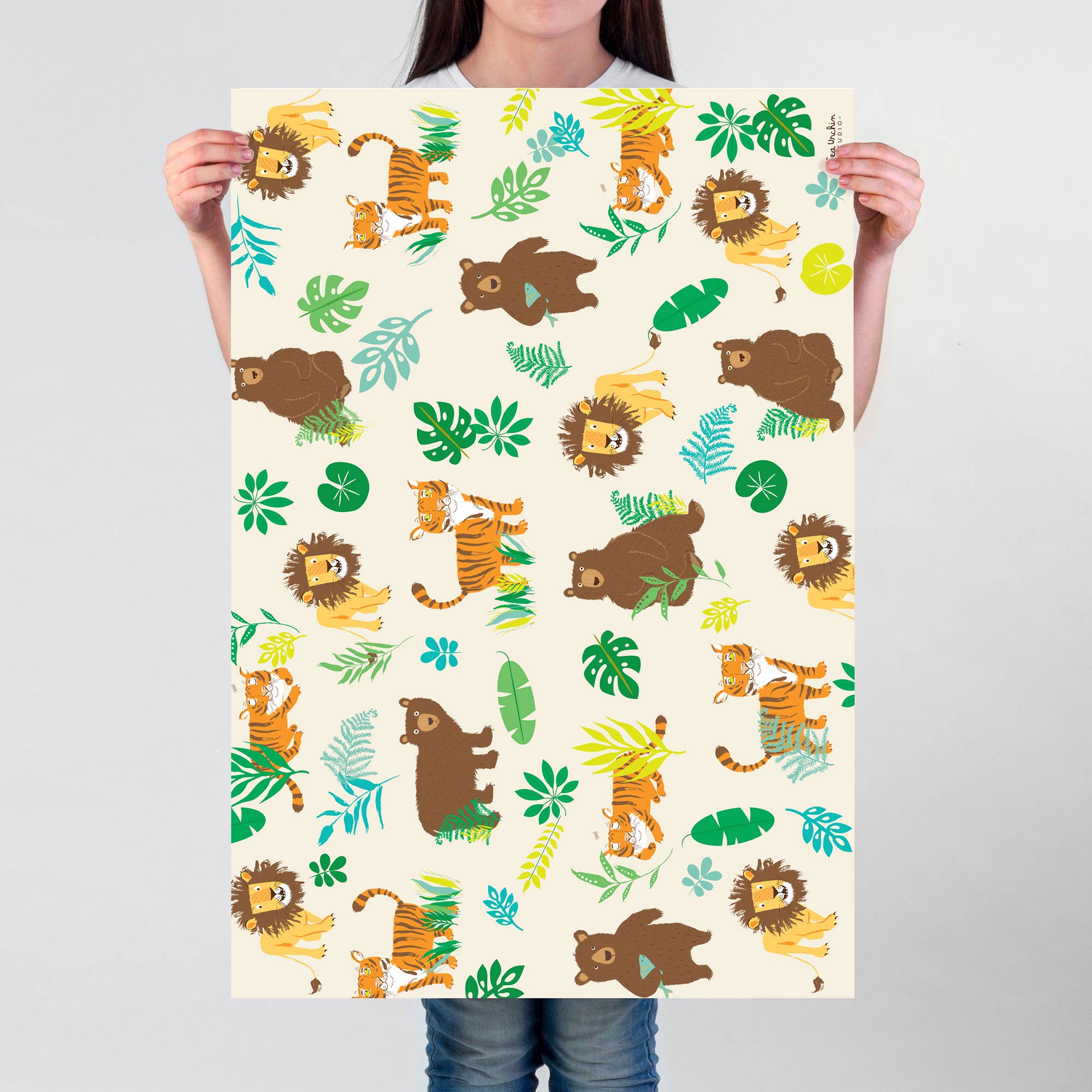 Sea Urchin Studio - Vente Feuille de papier cadeau - Emballage cadeau | Lions Tigers Ours1