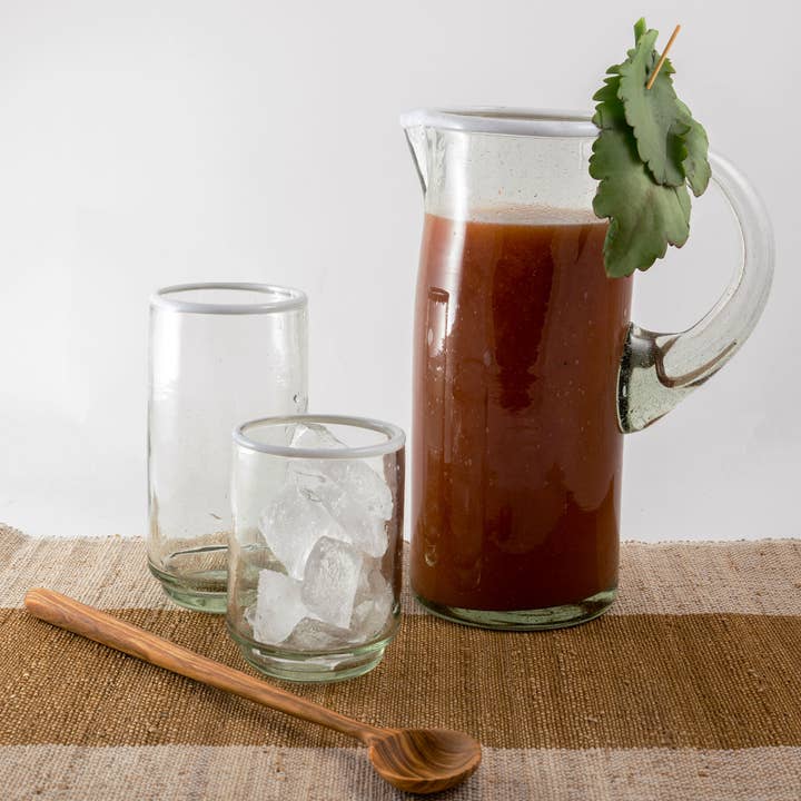 Sobremesa – wholesale Drinking glass/cup – White Rim Medium Stacking Drinking Glass, Glassware2