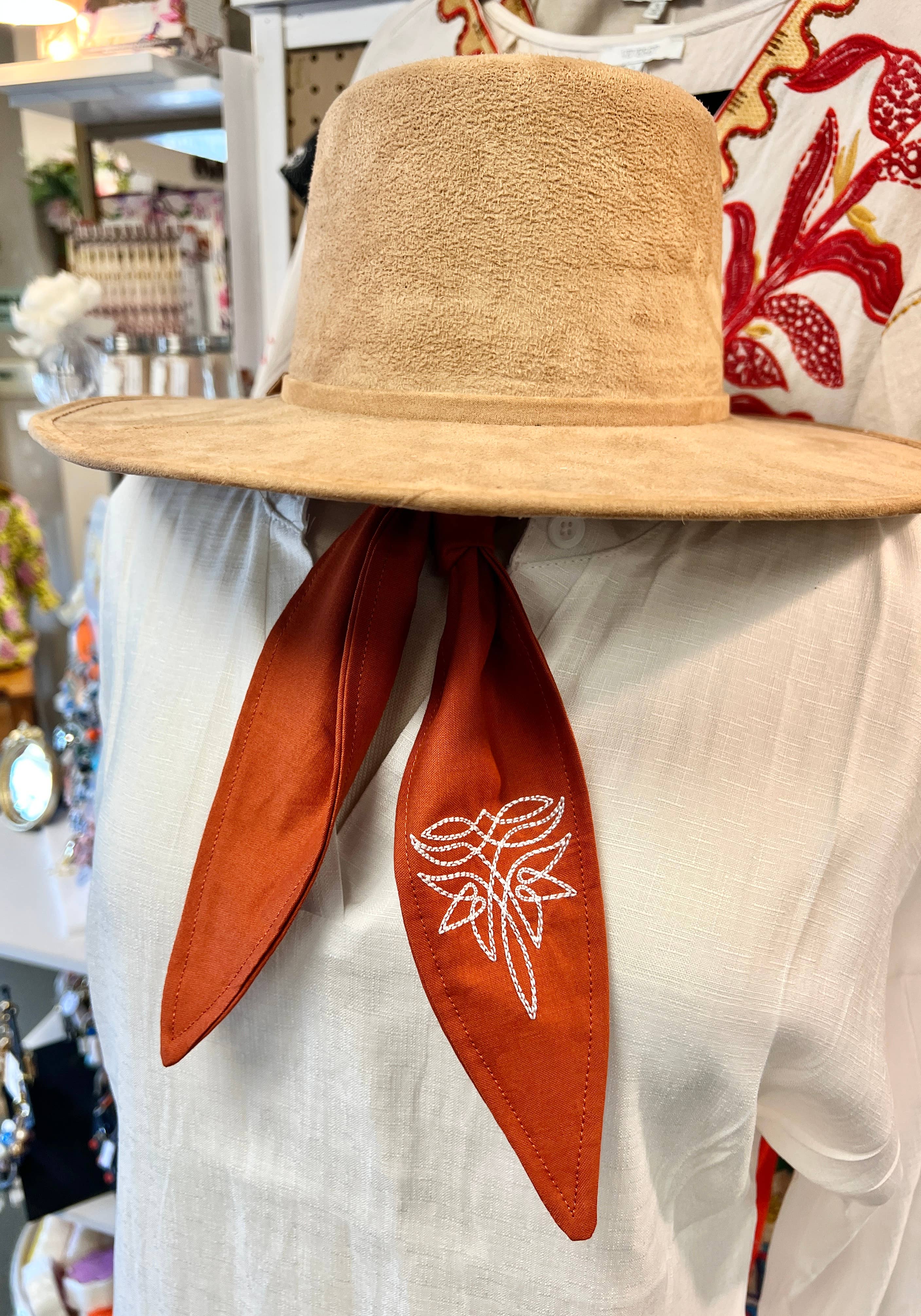 The Funky Soul - Wholesale Scarf - Women's - Western Boot Stitch Embroidered Ascot Scarf, Gifts6