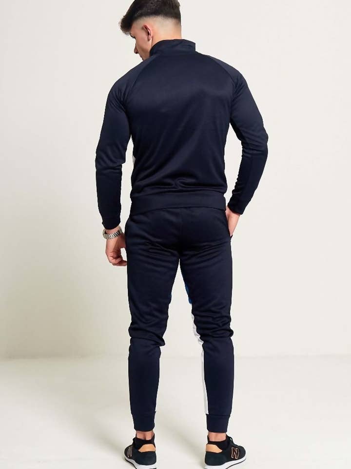 Navy ZIP THROUGH COLLARED TRACKSUIT for wholesale on Faire2