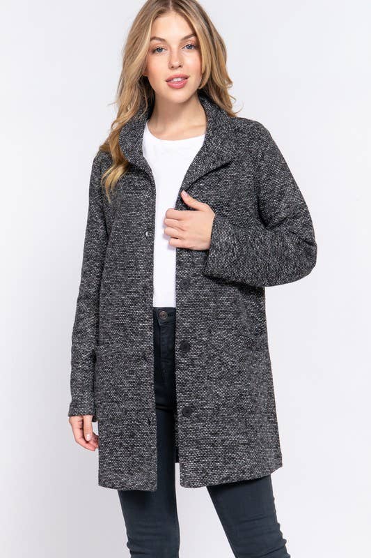 Active Basic | Active USA - Wholesale Coat - Women's - Long Sleeve High Neck Button Down Coat10