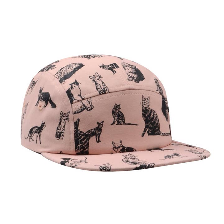 HATPHILE - Vente Casquette à visière plate – femme - Chapeau 5 panneaux en coton HatPhile Kitten Kitty Cat – Rose, Noir et Kaki1
