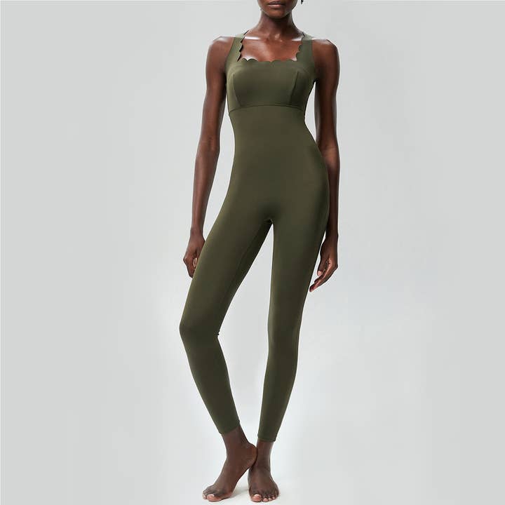 Sodalemon - Wholesale Activewear Set - Women's - Women Wave Shape Fitness Set Yoga Cross Back Jumpsuit3