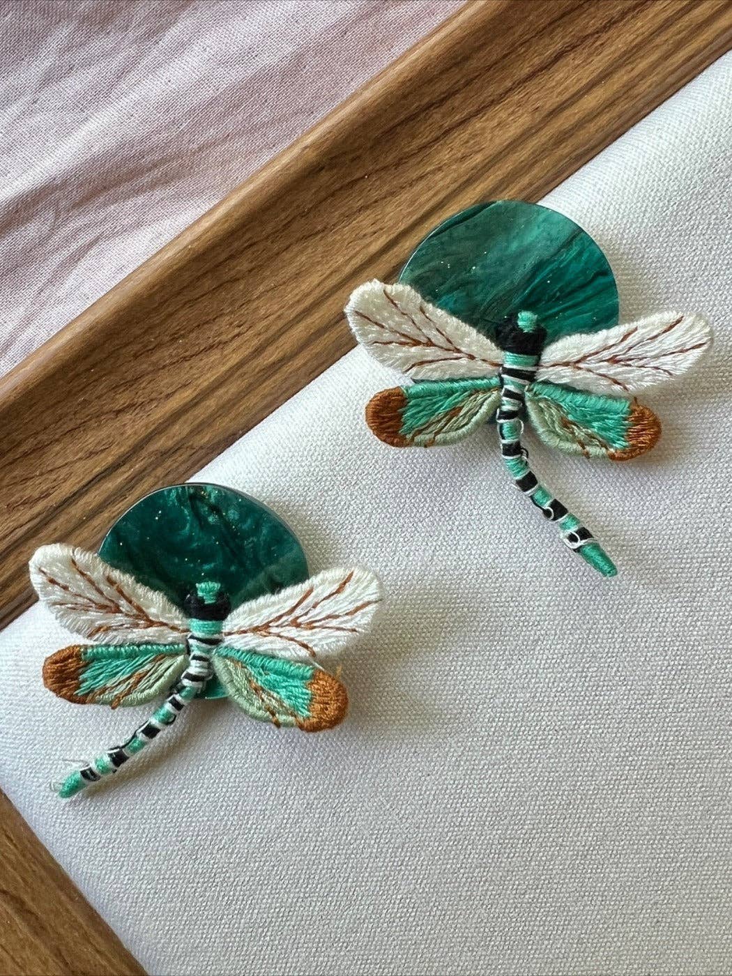 Funkyrel® Atzbranding Limited – wholesale Dangle earrings – Earwish - Vintage Green Earrings with Dragonfly Shaped1
