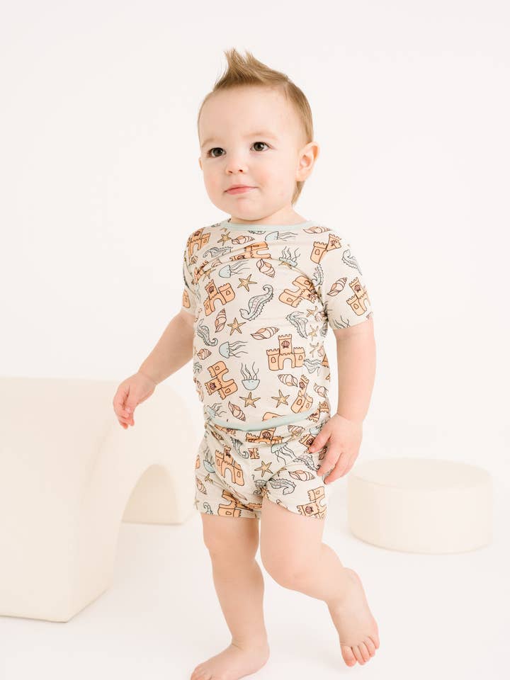 Ocean Sandcastles Bamboo Shorts Set for wholesale by Little One Shop