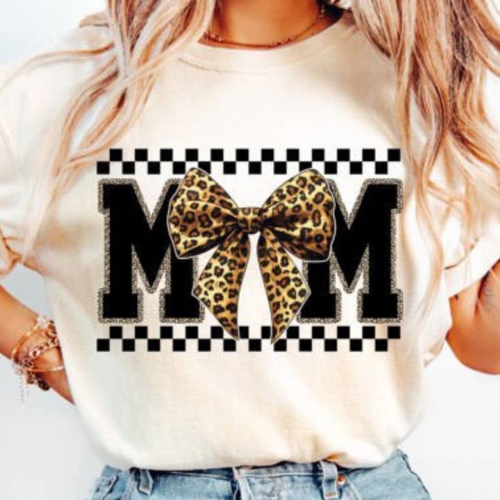 Checkered & Leopard Tee for wholesale by Beyoutiful