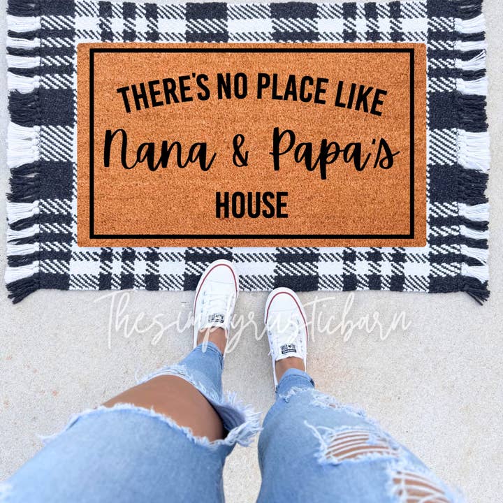 There's No Place Like __&__ W/ Border Doormat for wholesale by The Simply Rustic Barn LLC