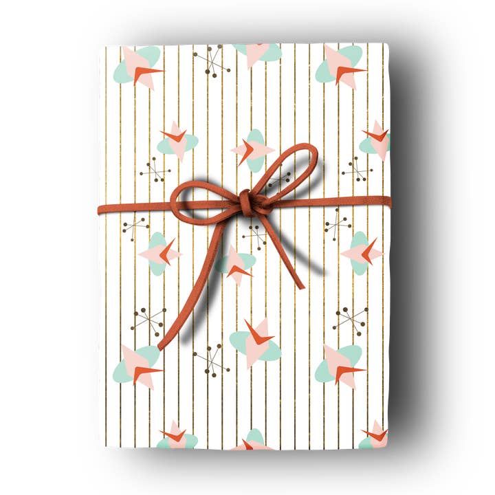 Retro Cosmic Atomic Mid Century Modern Gift Wrap Sheet for wholesale by Mod Lounge Paper Company