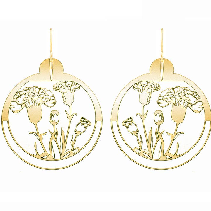Boucles d'oreilles fleur de souci pour la vente par Rael Cohen
