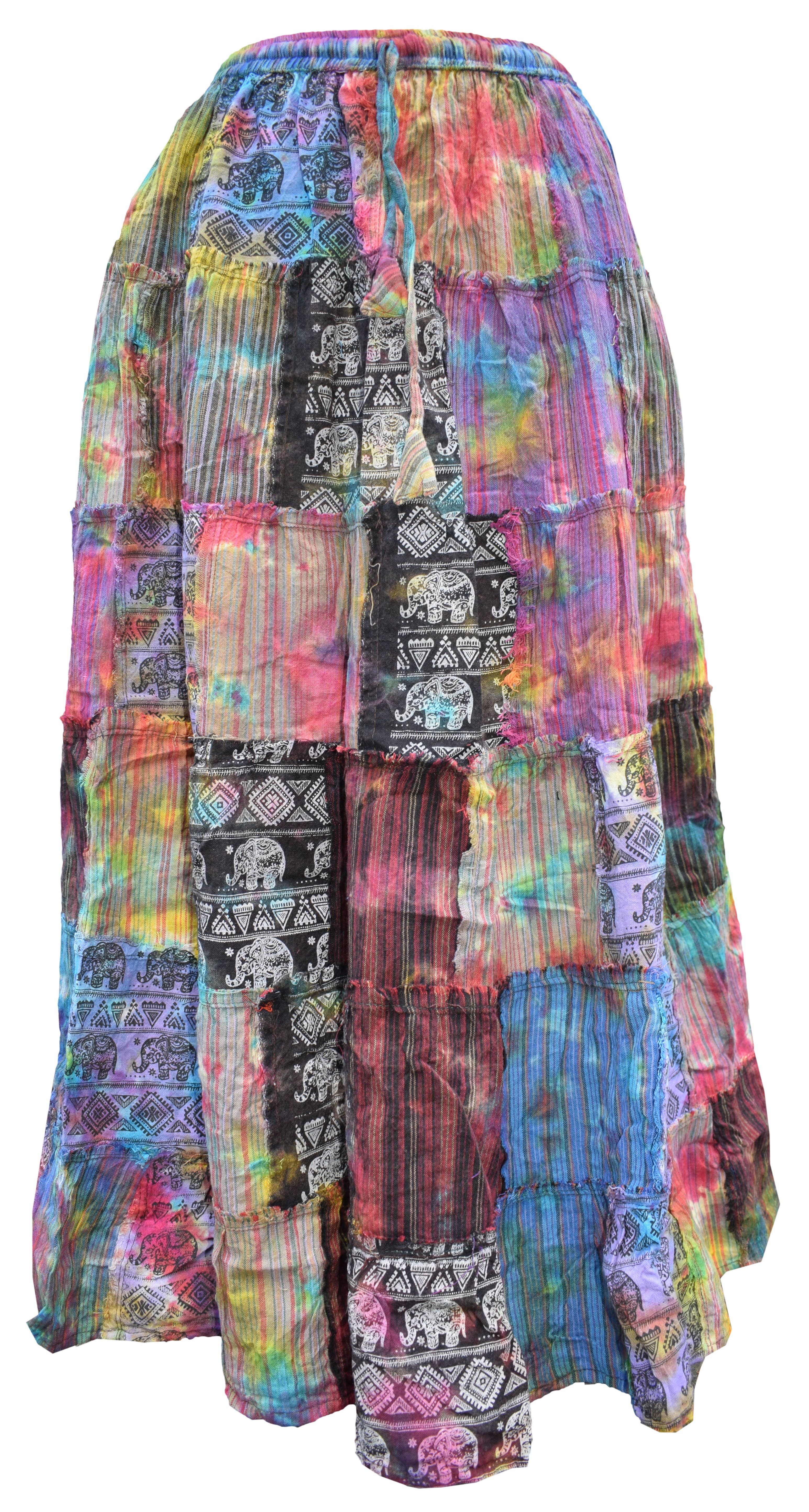 Gheri - Wholesale Skirt - Women's - Patchwork Tie Dye Long Colorful Summer Skirt1