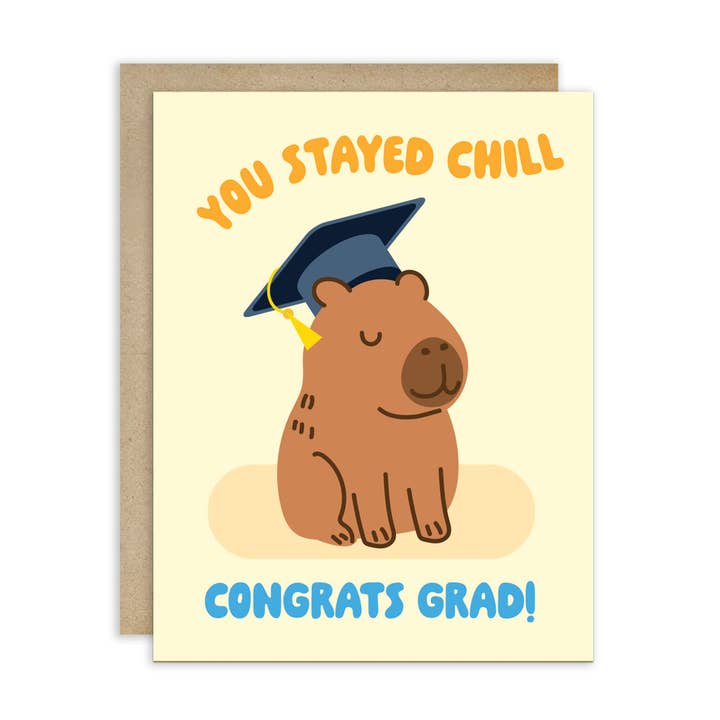 Capybara Graduation Card | Funny Chill Animal Hat Congratulations for wholesale by Cute Asian Cards