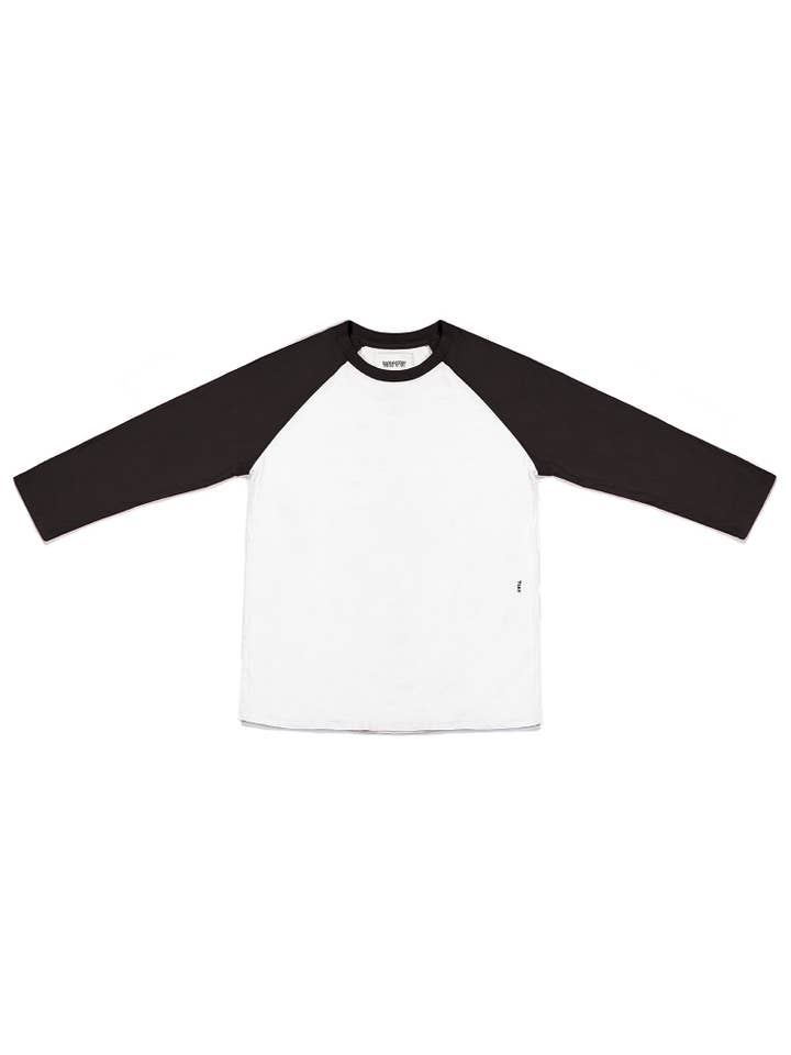 Washed Black Relaxed-Fit Raglan Baseball T-shirt - Black/White for wholesale on Faire6