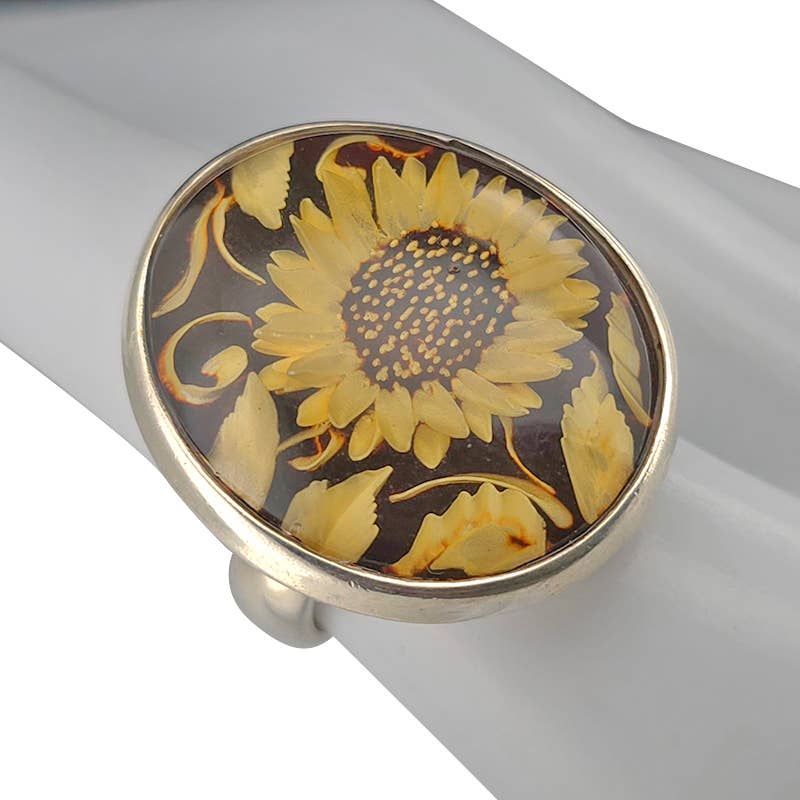 Amberman – wholesale Cocktail/statement ring – Sunflower Amber Cameo Adjustable Ring0