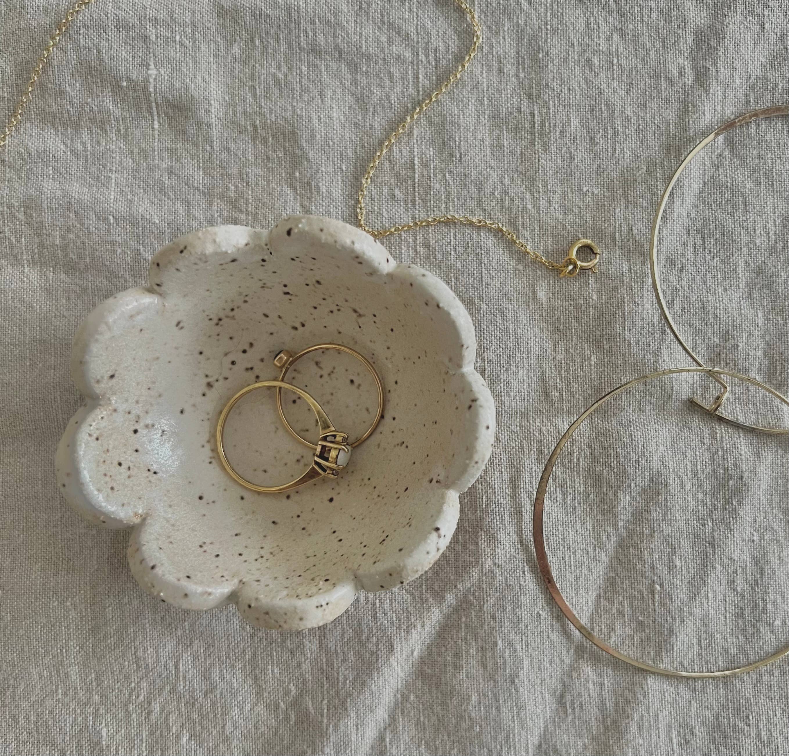 Void & Form Ceramics - Wholesale Jewelry Dish - Cream Flower Ring Dish4