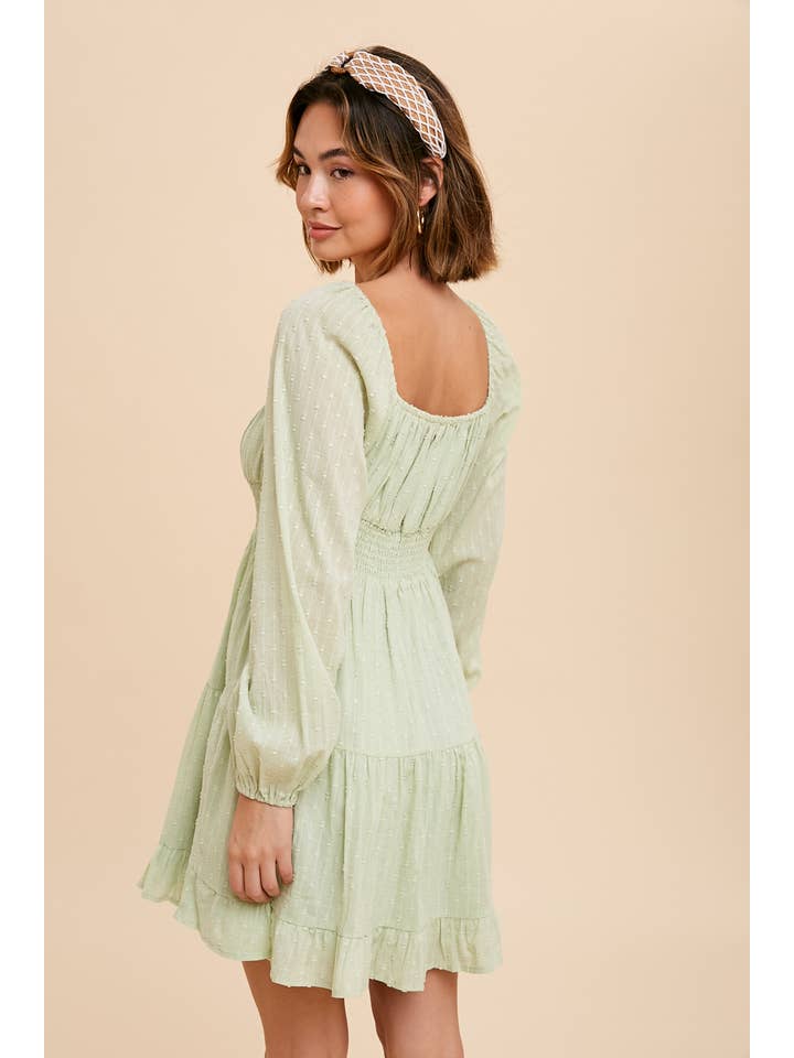 In Loom - Wholesale Dress - Women's - SMOCKED WAIST LONG SLEEVE PEASANT DRESS